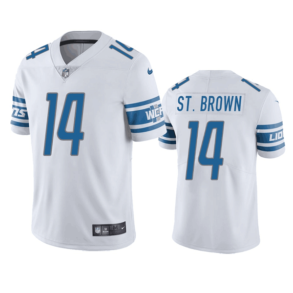 Men's Detroit Lions #14 Mon-Ra St. Brown White Vapor Untouchable Limited Stitched Jersey