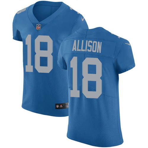 Nike Lions #18 Geronimo Allison Blue Throwback Men's Stitched NFL Vapor Untouchable Elite Jersey