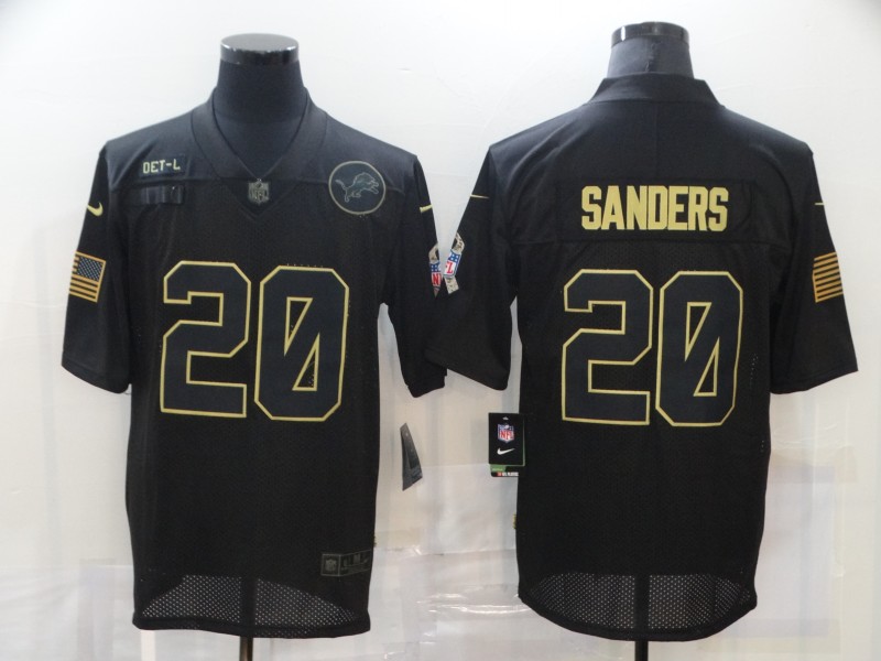 Nike Lions 20 Barry Sanders Black 2020 Salute To Service Limited Jersey