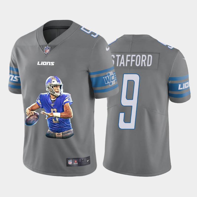 Nike Lions 9 Matthew Stafford Gray Player Name Logo Vapor Untouchable Limited Jersey