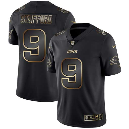 Nike Lions 9 Matthew Stafford Black Gold Vapor Untouchable Limited Jersey