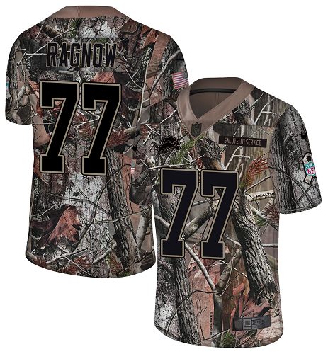 Nike Lions #77 Frank Ragnow Camo Men's Stitched NFL Limited Rush Realtree Jersey