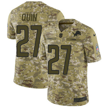 Nike Lions #27 Glover Quin Camo Men's Stitched NFL Limited 2018 Salute To Service Jersey