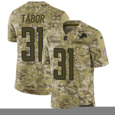 Nike Lions #31 Teez Tabor Camo Men's Stitched NFL Limited 2018 Salute To Service Jersey