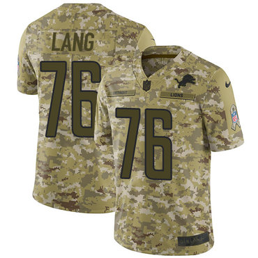 Nike Lions #76 T.J. Lang Camo Men's Stitched NFL Limited 2018 Salute To Service Jersey