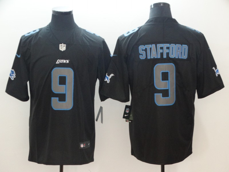 Nike Lions 9 Matthew Stafford Black Impact Rush Limited Jersey