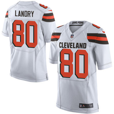 Nike Browns #80 Jarvis Landry White Men's Stitched NFL Elite Jersey