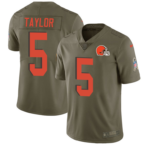 Nike Browns #5 Tyrod Taylor Olive Men's Stitched NFL Limited 2017 Salute To Service Jersey