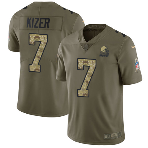 Nike Browns #7 DeShone Kizer Olive Camo Men's Stitched NFL Limited 2017 Salute To Service Jersey