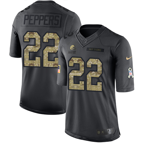 Nike Browns #22 Jabrill Peppers Black Men's Stitched NFL Limited 2016 Salute to Service Jersey