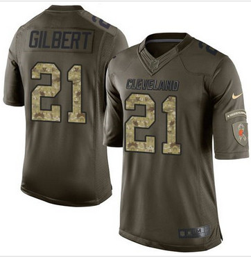 Nike Cleveland Browns #21 Justin Gilbert Green Men's Stitched NFL Limited Salute to Service Jersey