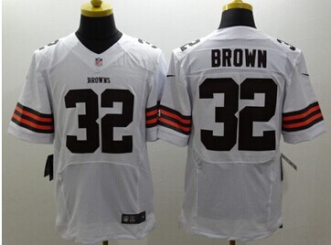 New Cleveland Browns #32 Jim Brown White NFL Elite Jersey