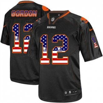 Nike Cleveland Browns #12 Josh Gordon Black NFL Elite USA Flag Fashion Jersey