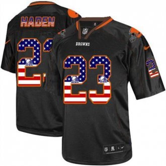 Nike Cleveland Browns #23 Joe Haden Black NFL Elite USA Flag Fashion Jersey