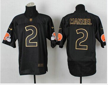 Cleveland Browns #2 Johnny Manziel Black Gold No. Fashion NFL Elite Jersey