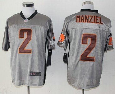 New Cleveland Browns #2 Johnny Manziel Grey Shadow NFL Elite Jersey