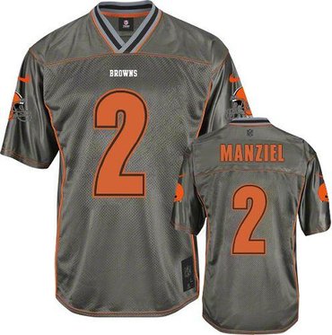 2014 NFL Draft Cleveland Browns #2 Johnny Manziel Grey NFL Elite Vapor Jersey