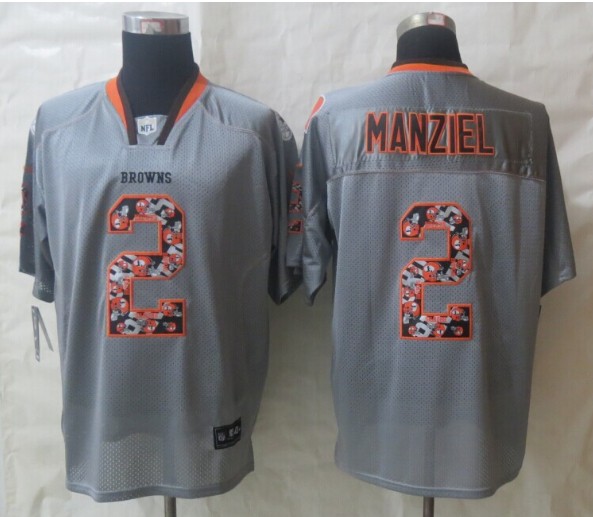 2014 New Nike Cleveland Browns 2 Manziel Lights Out Grey Elite Jerseys