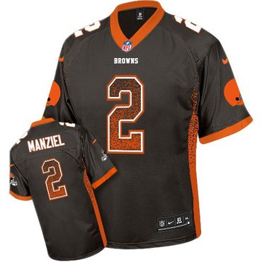 NEW Cleveland Browns #2 Johnny Manziel Brown Team Color NFL Elite Drift Fashion Jersey