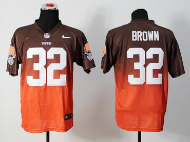 NEW Cleveland Browns #32 Jim Brown Brown Orange Drift Fashion II Elite NFL Jerseys