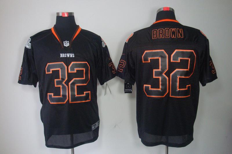 2012 NEW NFL Cleveland Browns 32 Brown Lights Out Black Elite Jerseys