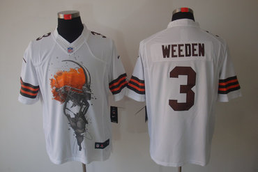 2012 NEW NFL Cleveland Browns 3 Brandon Weeden White Jerseys (Helmet Tri-Blend Limited)