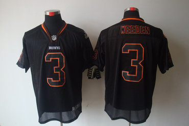 2012 NEW NFL Cleveland Browns 3 Brandon Weeden Lights Out Black Elite Jerseys