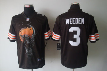 2012 NEW NFL Cleveland Browns 3 Brandon Weeden Brown Jerseys (Helmet Tri-Blend Limited)