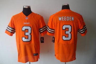 2012 NEW NFL Cleveland Browns 3 Brandon Weeden Orange Jerseys (Elite)