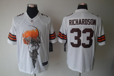 2012 NEW NFL Cleveland Browns 33 Trent Richardson White Jerseys (Helmet Tri-Blend Limited)