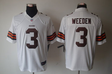 2012 NEW NFL Cleveland Browns 3 Brandon Weeden White Jerseys (Limited)