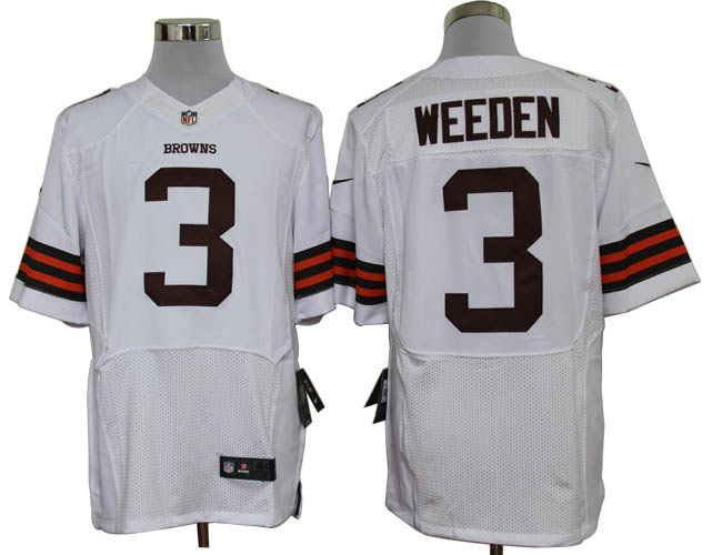 2012 NEW NFL Cleveland Browns 3 Brandon Weeden White Jerseys (Elite)