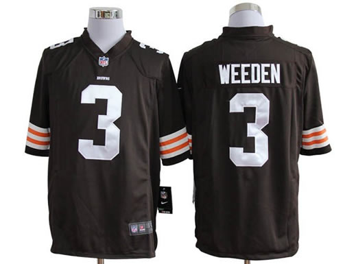 2012 NEW nfl cleveland browns 3 brandon weeden brown jerseys (game)