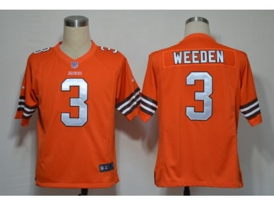 2012 NEW nfl cleveland browns 3 brandon weeden orange jerseys (game)