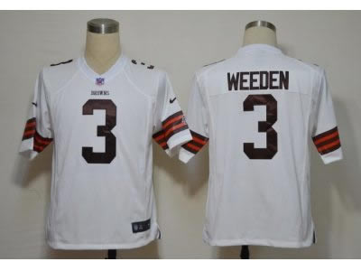 2012 NEW NFL Cleveland Browns 3 Brandon Weeden white jerseys (Game)