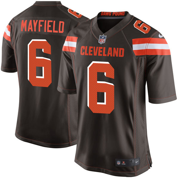 Nike Browns 6 Baker Mayfield Brown 2018 NFL Draft Pick Elite Jersey