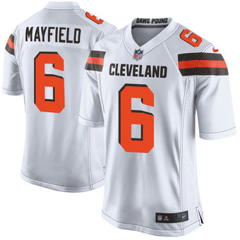 Men's Cleveland Browns Baker Mayfield Nike White 2018 NFL Elite Jersey