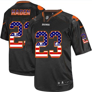 Nike Browns 23 Joe Haden Black USA Flag Fashion Elite Jersey