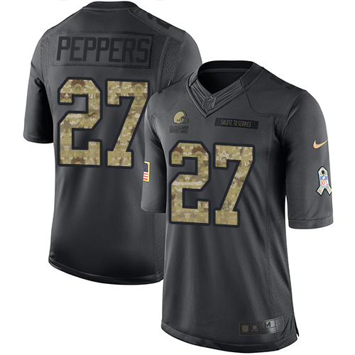 Nike Browns #27 Jabrill Peppers Black Men's Stitched NFL Limited 2016 Salute to Service Jersey