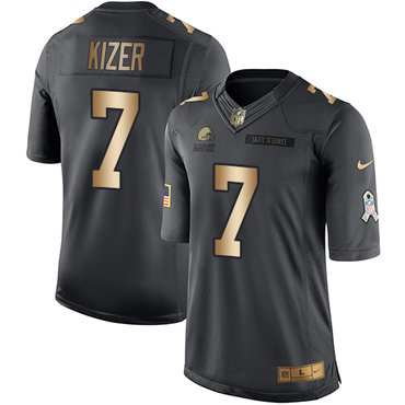 Nike Browns #7 DeShone Kizer Black Men's Stitched NFL Limited Gold Salute To Service Jersey