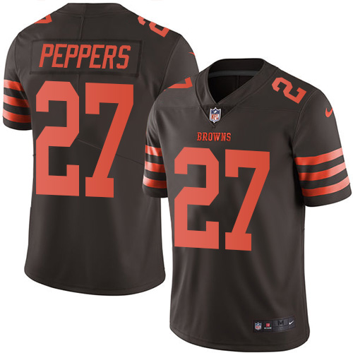 Nike Browns #27 Jabrill Peppers Brown Men's Stitched NFL Limited Rush Jersey