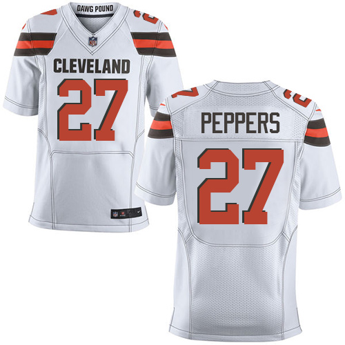 Nike Browns #27 Jabrill Peppers White Men's Stitched NFL New Elite Jersey