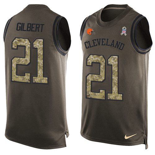 Nike Browns #21 Justin Gilbert Green Men's Stitched NFL Limited Salute To Service Tank Top Jersey