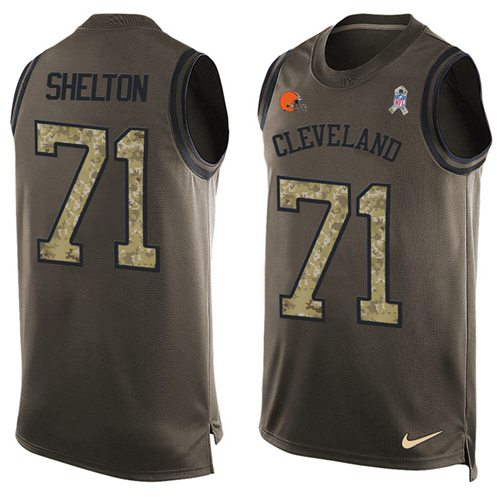 Nike Browns #71 Danny Shelton Green Men's Stitched NFL Limited Salute To Service Tank Top Jersey