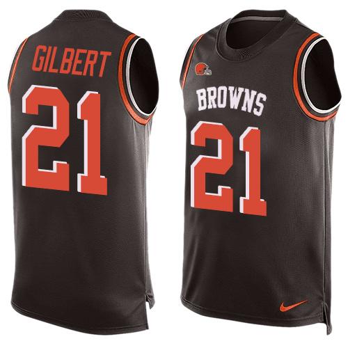 Nike Browns #21 Justin Gilbert Brown Team Color Men's Stitched NFL Limited Tank Top Jersey