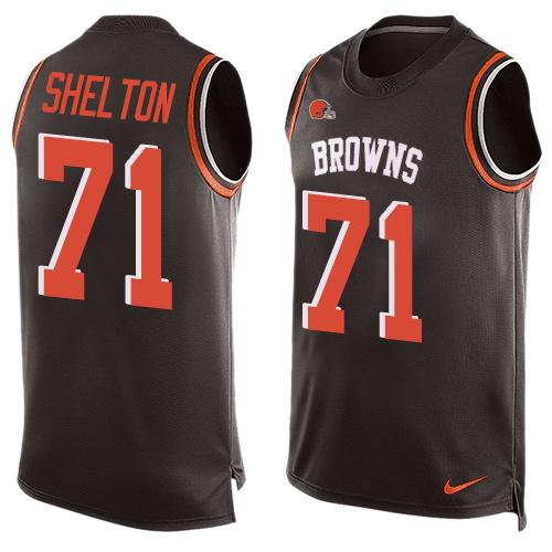 Nike Browns #71 Danny Shelton Brown Team Color Men's Stitched NFL Limited Tank Top Jersey