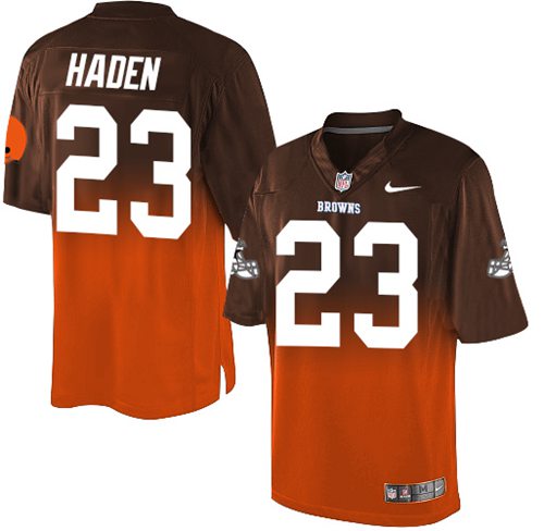 ike Browns #23 Joe Haden Brown Orange Men's Stitched NFL Elite Fadeaway Fashion Jersey