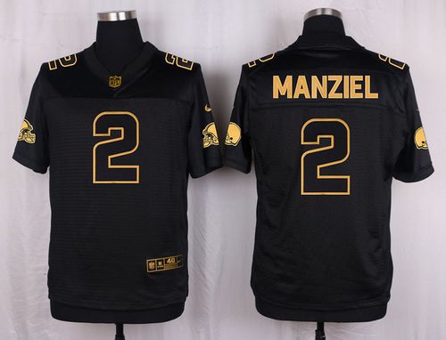 Nike Browns #2 Johnny Manziel Black Men's Stitched NFL Elite Pro Line Gold Collection Jersey