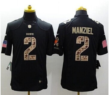 New Browns #2 Johnny Manziel Black NFL Limited Salute to Service jersey