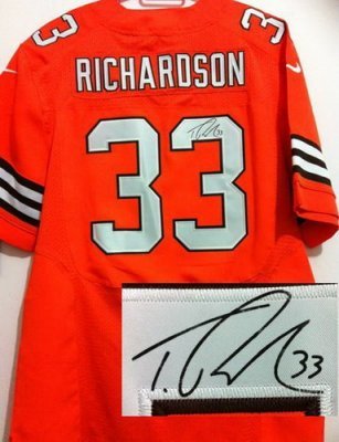 NEW Cleveland Browns 33 Trent Richardson Brown Orange Signed Elite NFL Jerseys